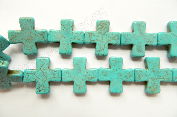 Cracked Blue Chinese Turquoise - Flat Cross 16"