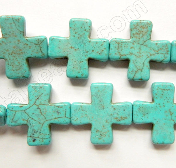 Cracked Blue Chinese Turquoise - Flat Cross 16"