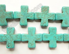 Cracked Blue Chinese Turquoise - Flat Cross 16"