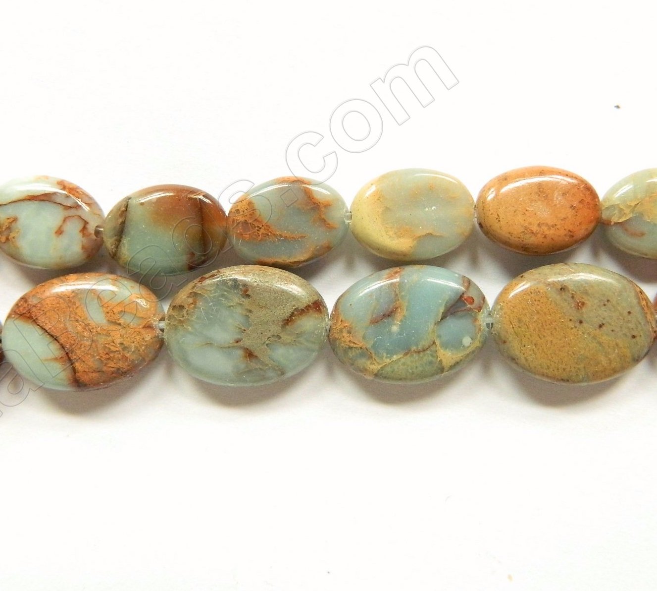 Pale Aqua Impression Jasper  -  Puff Ovals 16"