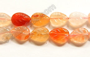 Natural Carnelian  -  Carved Leaves 16"