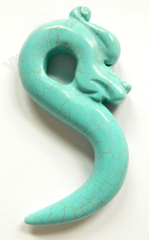 Cracked Blue Chinese Turquoise  -  Carved Dragon Pendant