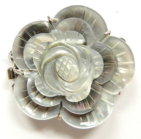 Jumbo Shell Clasps - Grey Layer Rose For Tripe Strand