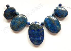 Lapis Lazuli   5-Pc Oval Pendant Set w/ Round Beads