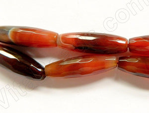 Red Black Agate  -  Faceted Long Rice  15"