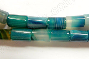 Dark Blue Sardonix Agate   -  Round Tubes  16"