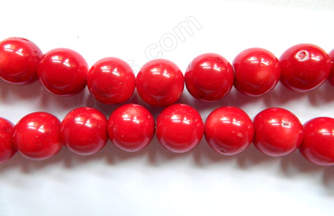 Bamboo Coral  -  Big Smooth Round Beads 16"