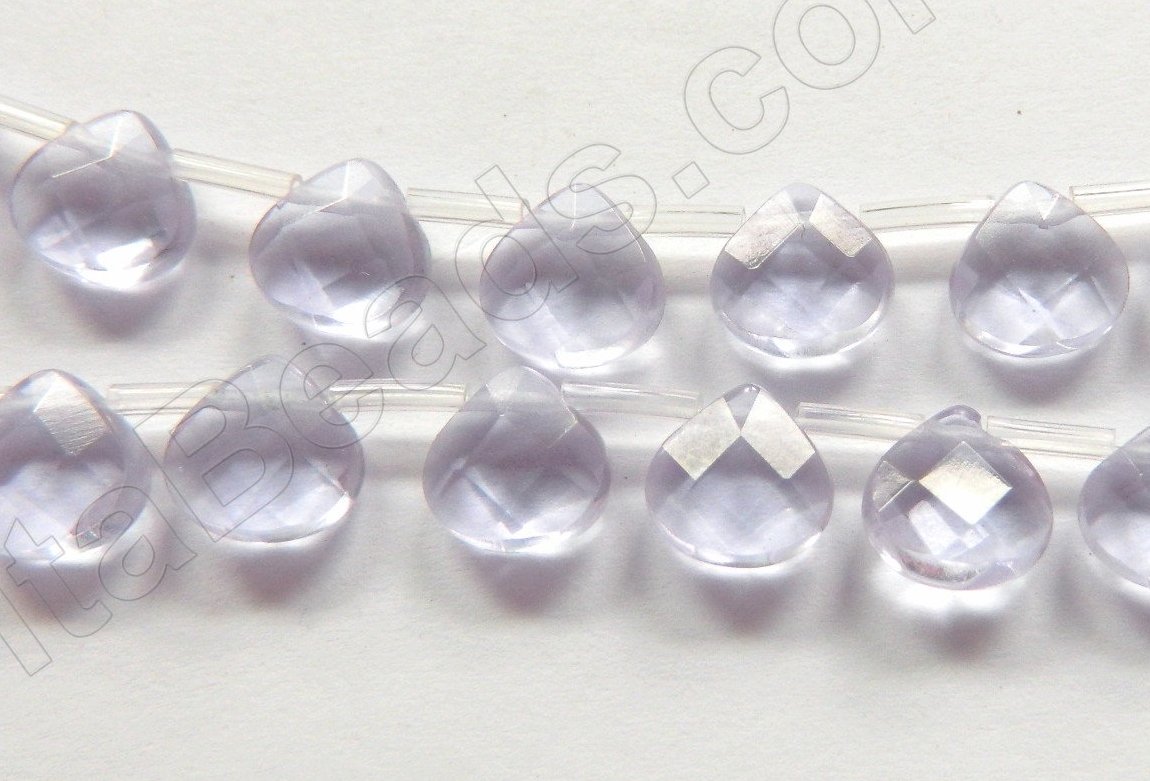 Light Purple Crystal Quartz -  10mm Faceted Flat Briolette 16"