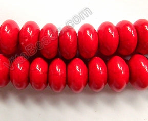 Dark Red Crack Turquoise  -  Smooth Rondel  16"     12 x 8 mm