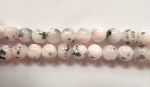 Light Pink Dalmatian Jade -  Smooth Round Beads  16"     10 mm