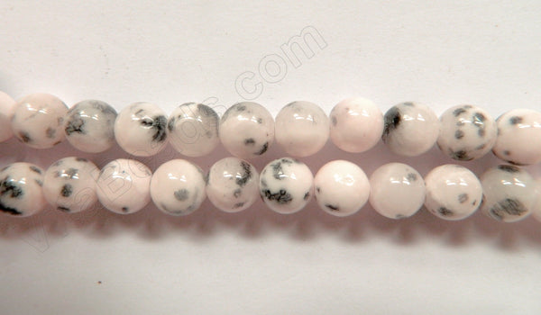 Light Pink Dalmatian Jade -  Smooth Round Beads  16"     10 mm