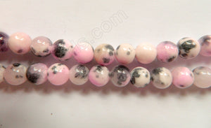 Light Fuchsia Dalmatian Jade -  Smooth Round Beads  16"     10 mm