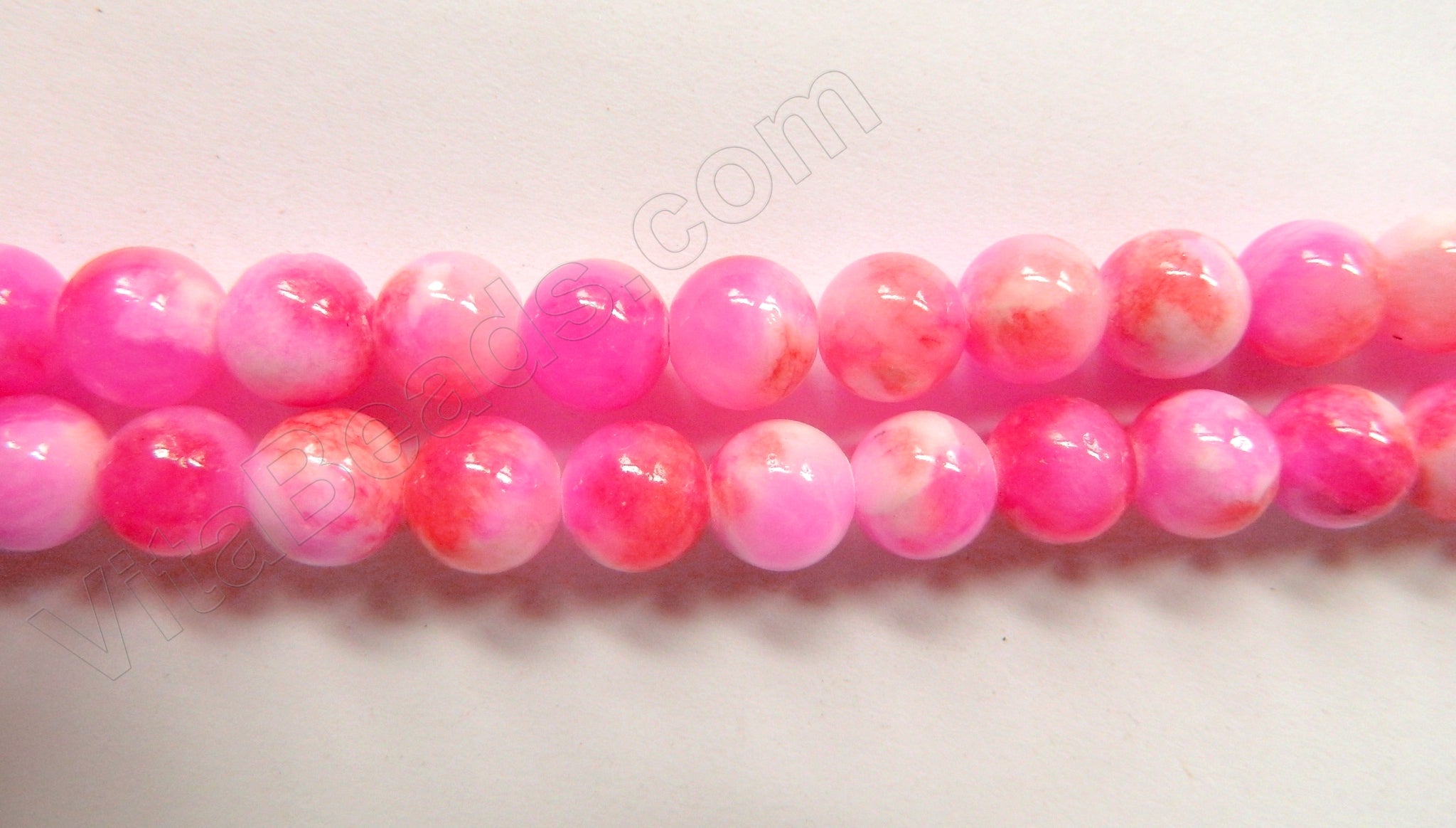 Fuchsia Orchid Candy Jade -  Smooth Round Beads  16"