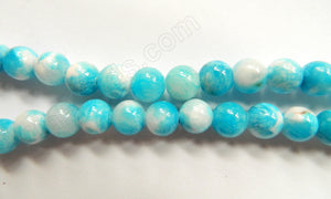 Aqua White Candy Jade -  Smooth Round Beads  16"     10 mm