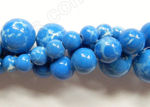 Synthetic Powder Blue TQ w/ Matrix  -  Smooth Round Beads  16"