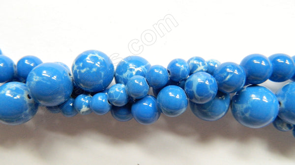 Synthetic Powder Blue TQ w/ Matrix  -  Smooth Round Beads  16"