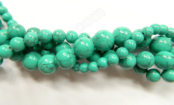 Synthetic Green TQ w/ Matrix  -  Smooth Round Beads  16"