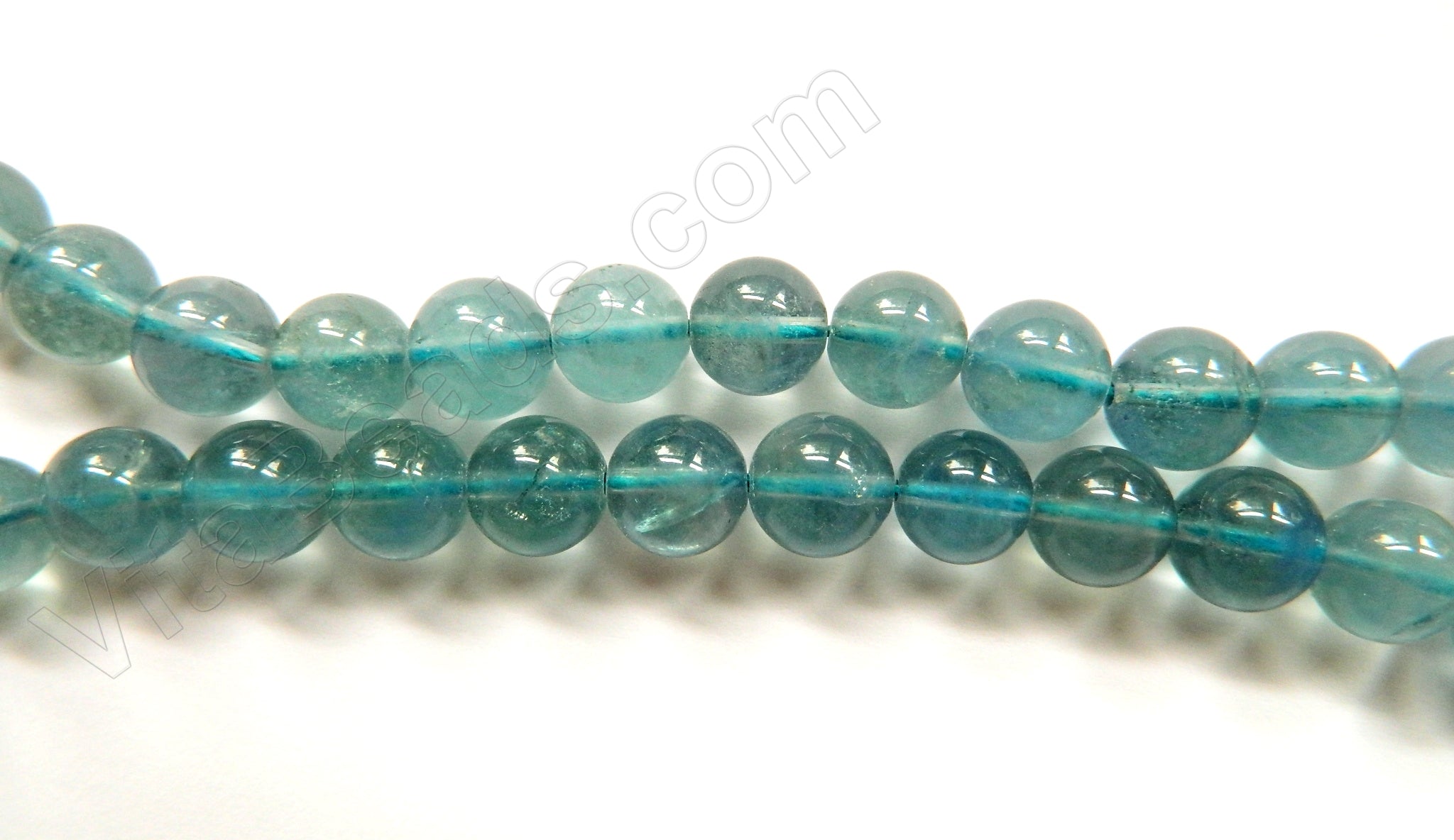 Blue Fluorite Light AA  -  Smooth Round Beads  16"