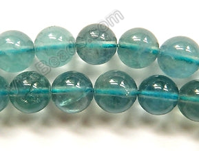 Blue Fluorite Light AA  -  Smooth Round Beads  16"