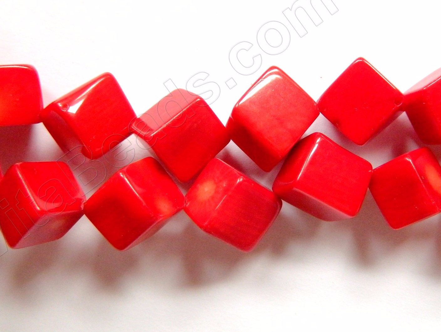 Big Red Coral   -  Di-drilled Cubes 16"