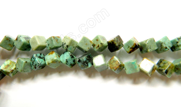 Africa Turquoise  -  Di-drilled Cubes 16"