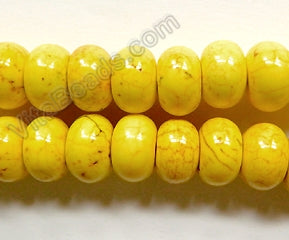 Yellow Cracked Turquoise  -  Smooth Rondels  16"