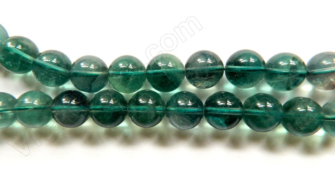 Blue Fluorite Dark AA  -  Smooth Round Beads  16"