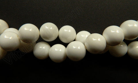 MOP Shell AA  -  White - Smooth Round Beads 16"