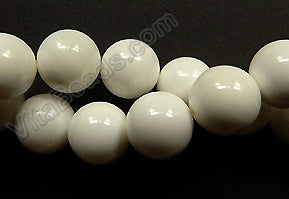 MOP Shell AA  -  White - Smooth Round Beads 16"