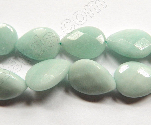 Amazonite A  -  Faceted Pears, Faceted Puff Drops  16"