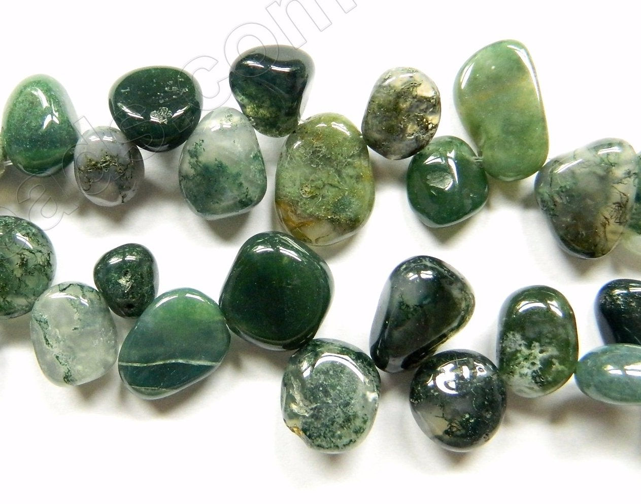 Moss Agate  -  Smooth Drop Nuggets 16"