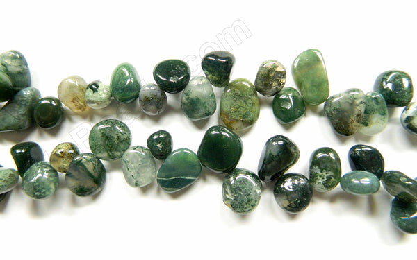 Moss Agate  -  Smooth Drop Nuggets 16"