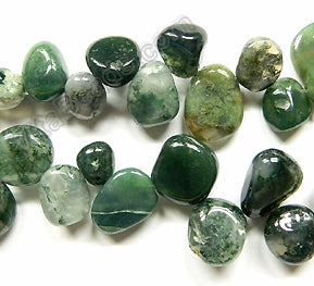 Moss Agate  -  Smooth Drop Nuggets 16"