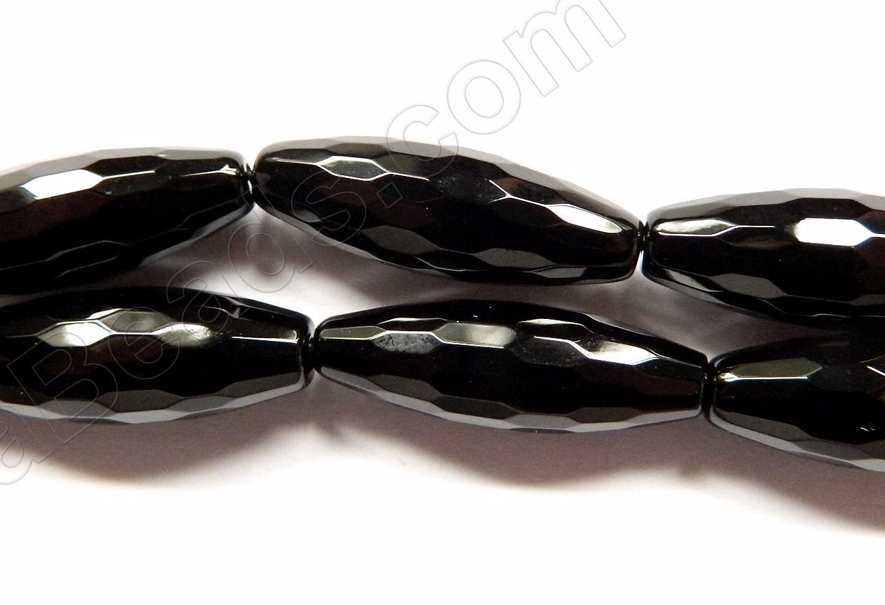 Black Onyx AA  -   Faceted Long Rice  16"