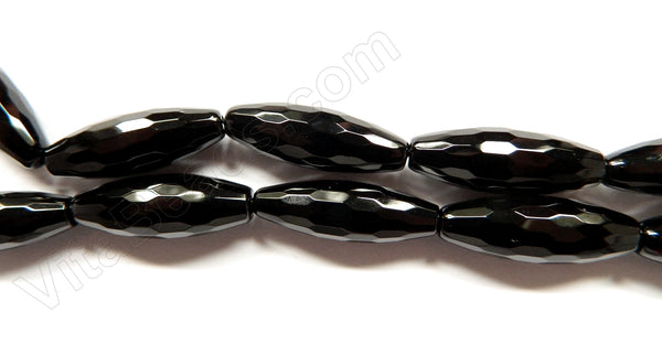 Black Onyx AA  -   Faceted Long Rice  16"