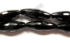 Black Onyx AA  -   Faceted Long Rice  16"