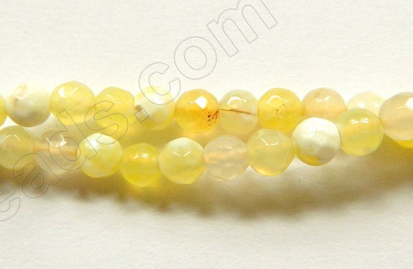 Lemon Yellow Fire Agate  -  Faceted Round  14"