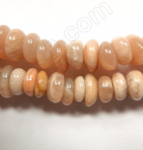 Pink Moonstone  -  Smooth Center Drilled Nuggets  16"