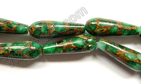 Emerald Green Pyrite Phase  -  Smooth Long Drops 16"