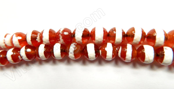 Dzi Carnelian Centered White Stripe -  Faceted Round 14"