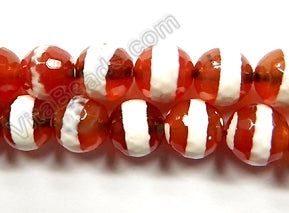 Dzi Carnelian Centered White Stripe -  Faceted Round 14"