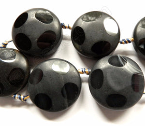 Matte Black Onyx  -  Dot Thick Faceted Coins  16"