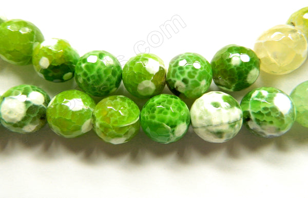 Bright Olive Fire Agate  -  Faceted Round  16"