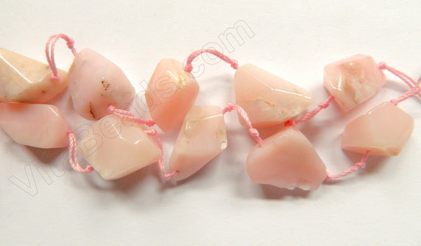 Pink Opal Light  -  Machine Cut Nuggets w/ Knot  16"     18 - 20 mm