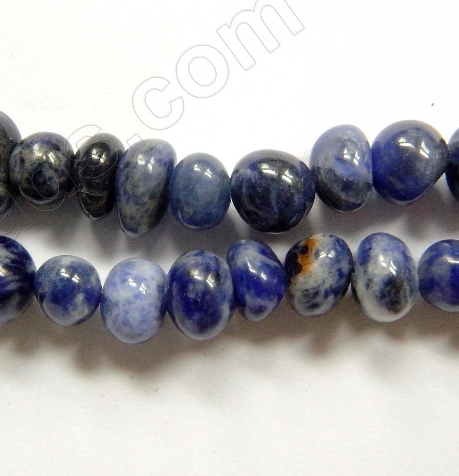 Sodalite A  -  Smooth Center Drilled Nuggets  16"