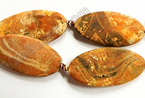 Matte Golden Fire Agate  -   Big Puff Long Oval w/ Knot  16"