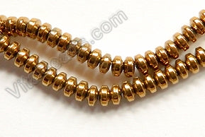 Gold Hematite  -  Smooth Wheel 16"    4 x 2 mm