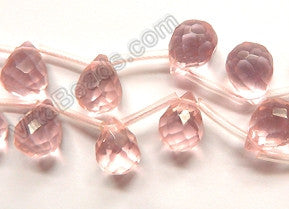 Pink Crystal Quartz  - 12x16mm Faceted Teardrop 16"