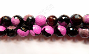 Black and Fuchsia Agate  -  Faceted Round  14"