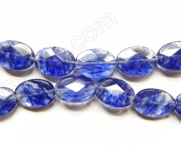 Faceted Oval  -  020 Dark Blue Rutilate Qtz  16"